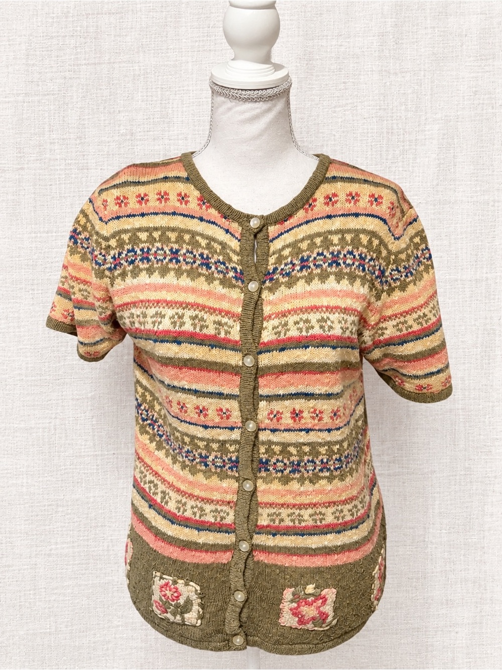 Northern Reflections Womens Fair Isle Knit Cardigan Sweater